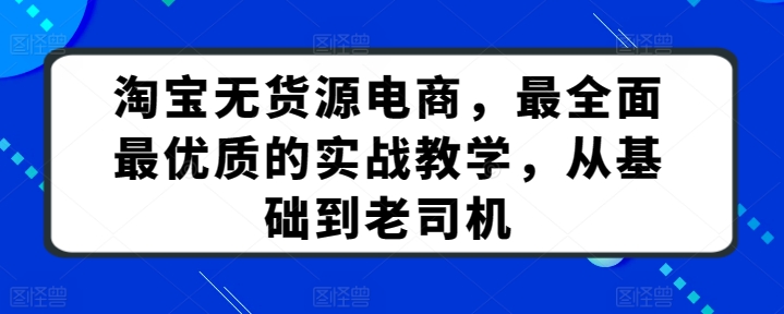 淘宝无货源电商，最全面最优质的实战教学，从基础到老司机-夜影资源