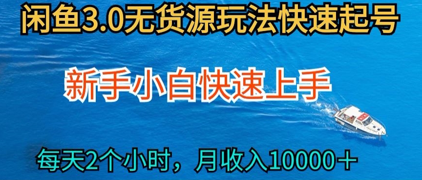 2024最新闲鱼无货源玩法，从0开始小白快手上手，每天2小时月收入过万-夜影资源