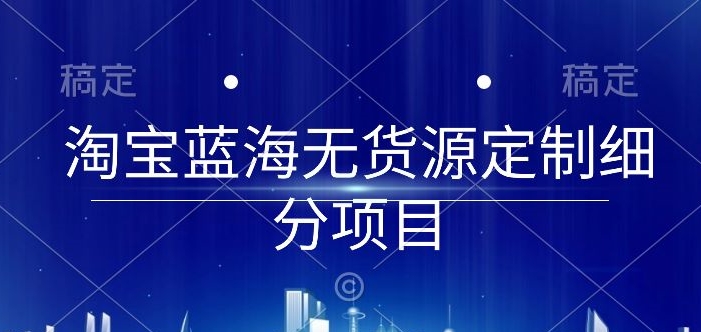 淘宝蓝海无货源定制细分项目，从0到起店实操全流程-夜影资源