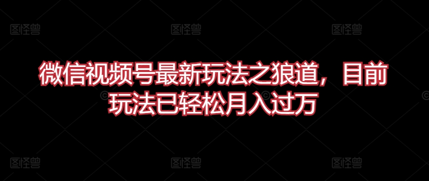 微信视频号最新玩法之狼道，目前玩法已轻松月入过万-夜影资源