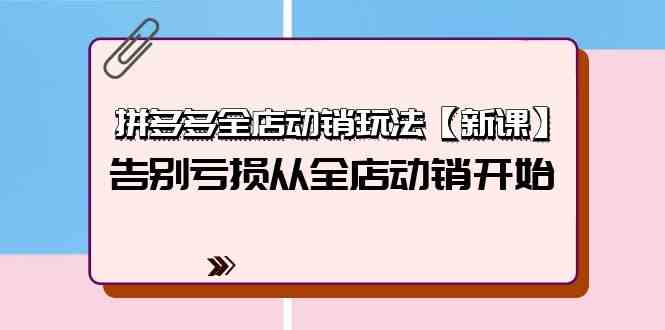 （9974期）拼多多全店动销玩法【新课】，告别亏损从全店动销开始（4节视频课）-夜影资源