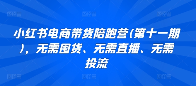 小红书电商带货陪跑营(第十一期)，无需囤货、无需直播、无需投流-夜影资源