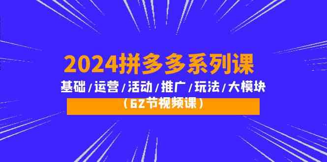2024拼多多系列课：基础/运营/活动/推广/玩法/大模块（62节视频课）-夜影资源