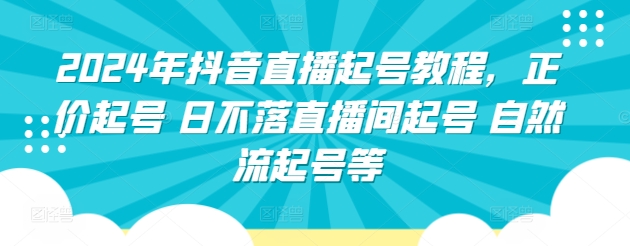 2024年抖音直播起号教程，正价起号 日不落直播间起号 自然流起号等-夜影资源
