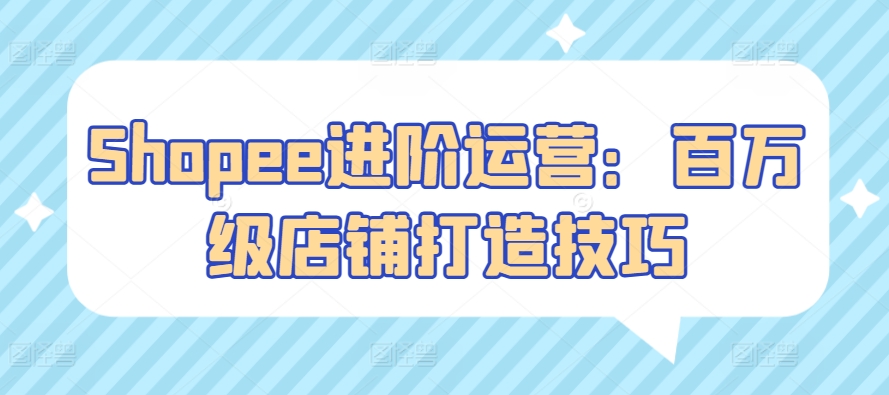 Shopee进阶运营：百万级店铺打造技巧-夜影资源