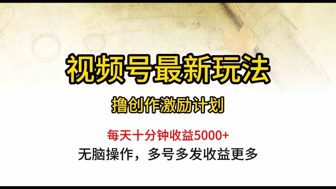 （10087期）视频号最新玩法，每日一小时月入5000+-夜影资源