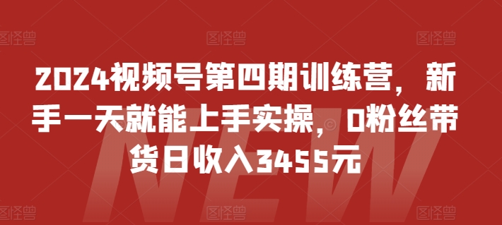 2024视频号第四期训练营，新手一天就能上手实操，0粉丝带货日收入3455元-夜影资源