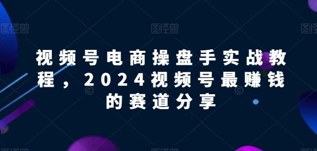 视频号电商实战教程，2024视频号最赚钱的赛道分享-夜影资源