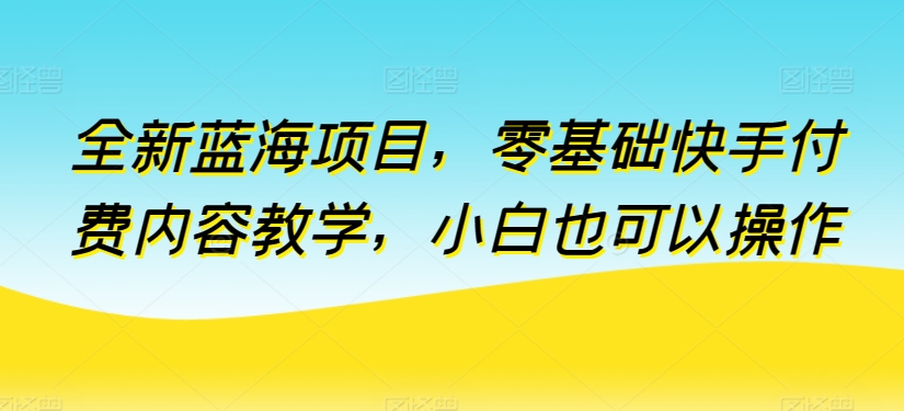 全新蓝海项目，零基础快手付费内容教学，小白也可以操作-夜影资源