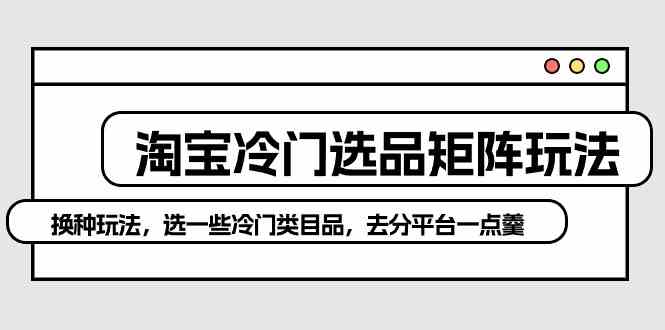 （10159期）淘宝冷门选品矩阵玩法：换种玩法，选一些冷门类目品，去分平台一点羹-夜影资源