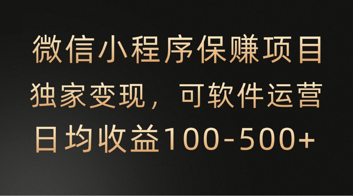 微信小程序，腾讯保赚项目，可软件自动运营，日均100-500+收益有保障-夜影资源