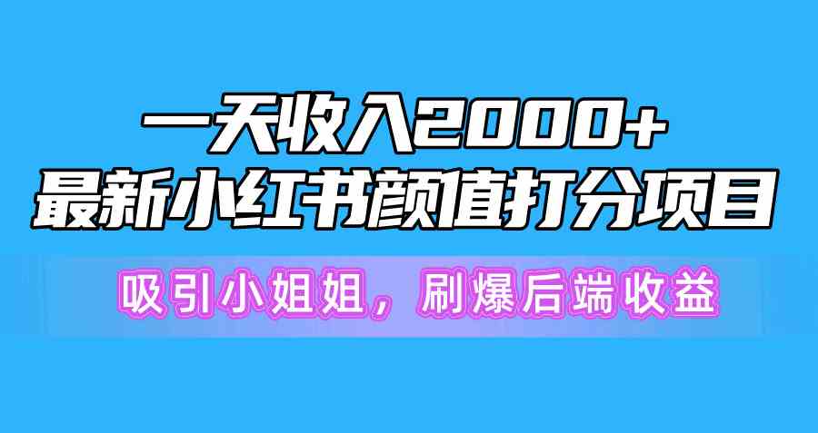 （10187期）一天收入2000+，最新小红书颜值打分项目，吸引小姐姐，刷爆后端收益-夜影资源