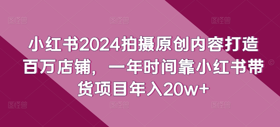 小红书2024拍摄原创内容打造百万店铺，一年时间靠小红书带货项目年入20w+-夜影资源