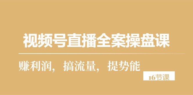 （10207期）视频号直播全案操盘课，赚利润，搞流量，提势能（16节课）-夜影资源
