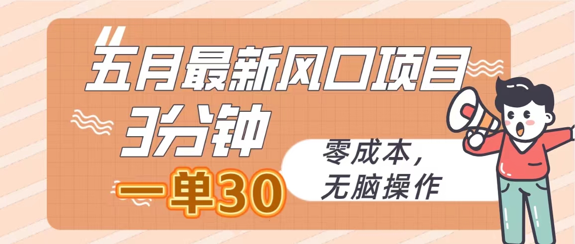 （10256期）五月最新风口项目，3分钟一单30，零成本，无脑操作-夜影资源