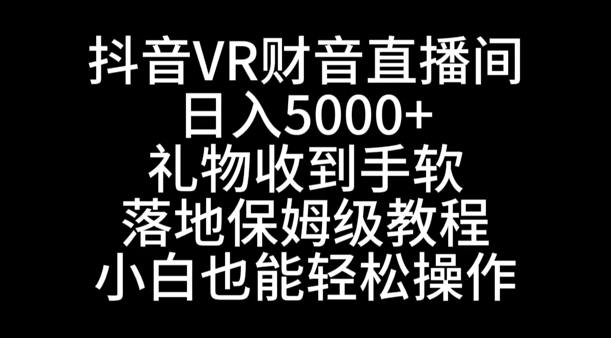 （8749期）抖音VR财神直播间，日入5000+，礼物收到手软，落地式保姆级教程，小白也…-夜影资源