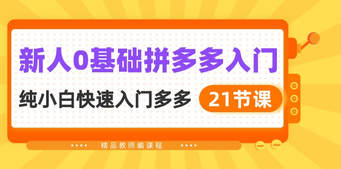 新人0基础拼多多入门，纯小白快速入门多多（21节课）-夜影资源