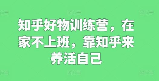 知乎好物训练营，在家不上班，靠知乎来养活自己-夜影资源