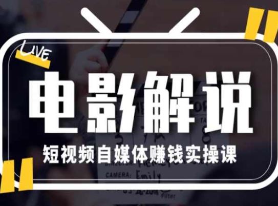 电影解说短视频自媒体赚钱实操课，教你做电影解说短视频，月赚1万-夜影资源