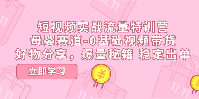 短视频实战流量特训营，母婴赛道-0基础带货，好物分享，爆量秘籍 稳定出单-夜影资源