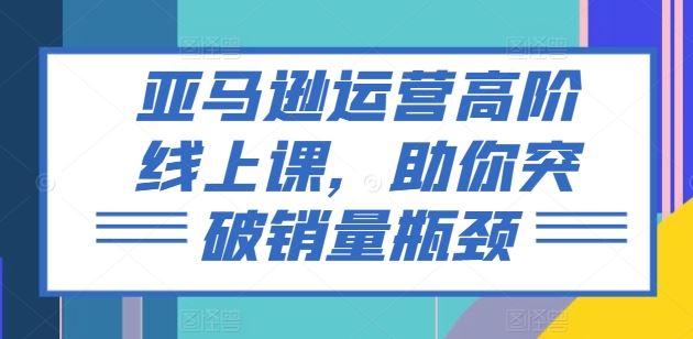 亚马逊运营高阶线上课，助你突破销量瓶颈-夜影资源