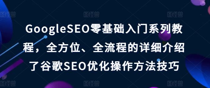 GoogleSEO零基础入门系列教程，全方位、全流程的详细介绍了谷歌SEO优化操作方法技巧-夜影资源
