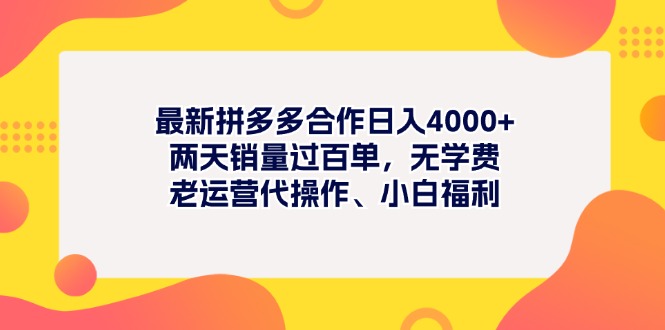 （11410期）最新拼多多项目日入4000+两天销量过百单，无学费、老运营代操作、小白福利-夜影资源