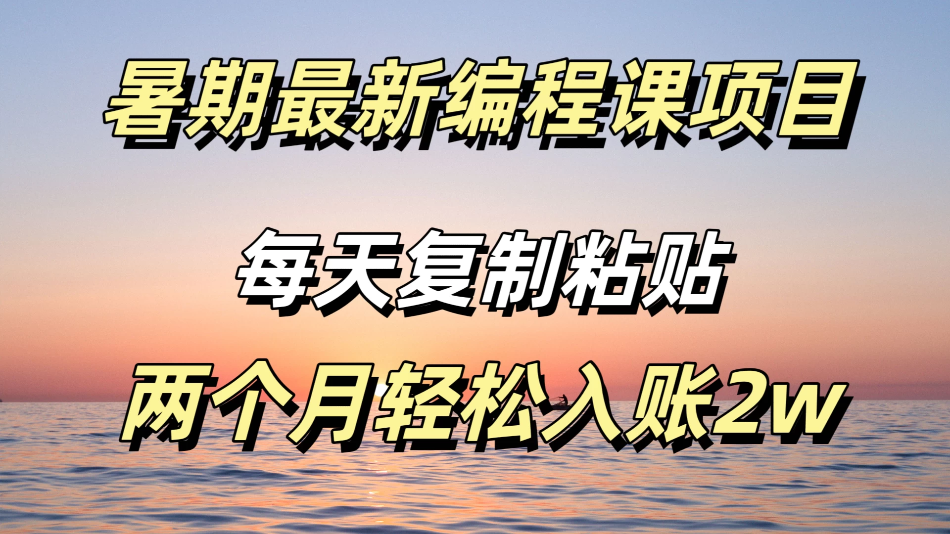 暑期最新编程课项目，简单易上手，只需复制粘贴，2w轻松到手-夜影资源