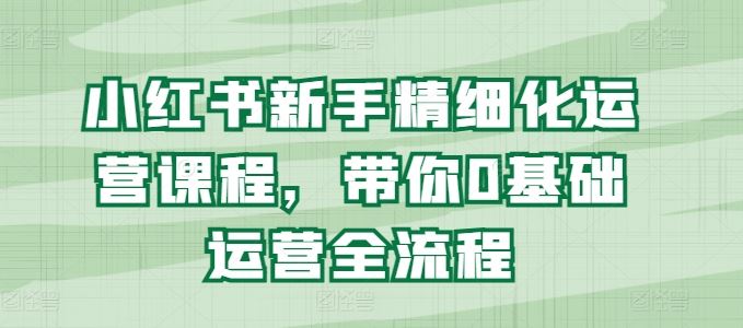 小红书新手精细化运营课程，带你0基础运营全流程-夜影资源