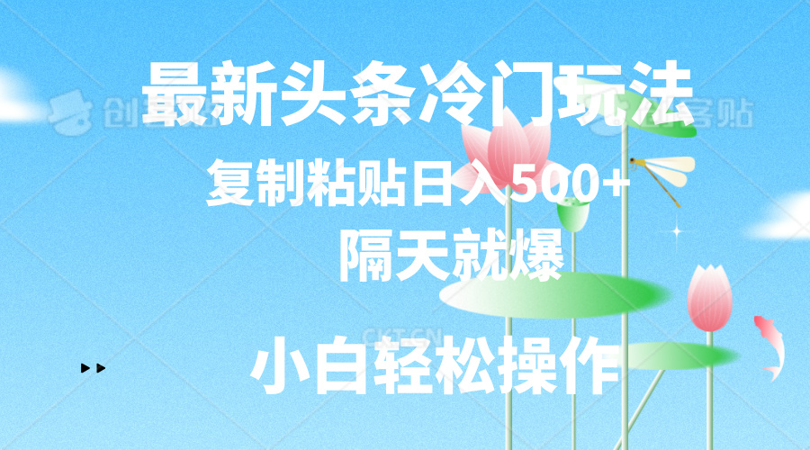 （11414期）最新头条冷门玩法，隔天就爆，复制粘贴日入500+-夜影资源