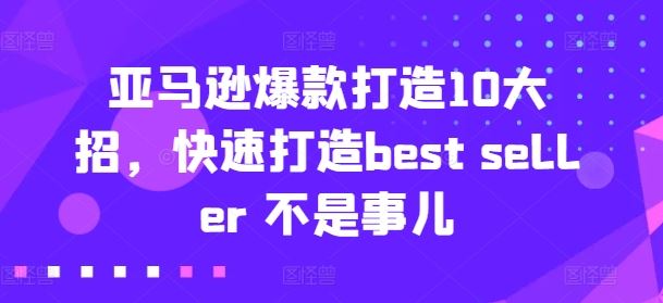 亚马逊爆款打造10大招，快速打造best seller 不是事儿-夜影资源