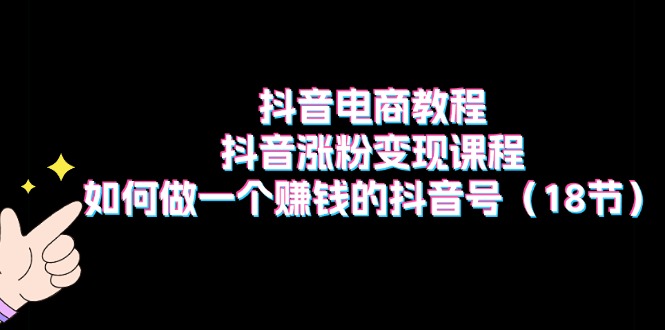 （11436期）抖音电商教程：抖音涨粉变现课程：如何做一个赚钱的抖音号（18节）-夜影资源