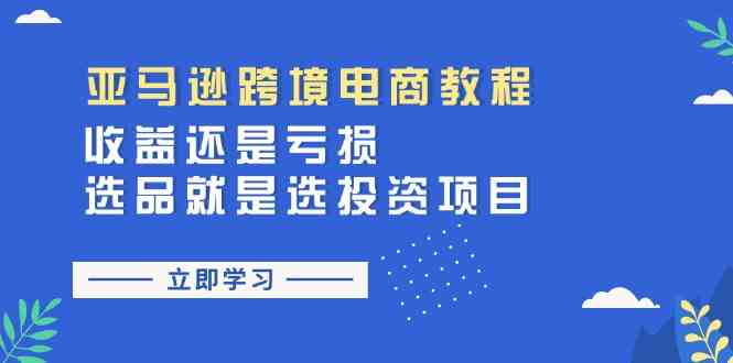 亚马逊跨境电商教程：收益还是亏损！选品就是选投资项目-夜影资源