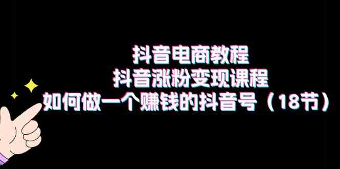 抖音电商教程：抖音涨粉变现课程：如何做一个赚钱的抖音号（18节）-夜影资源