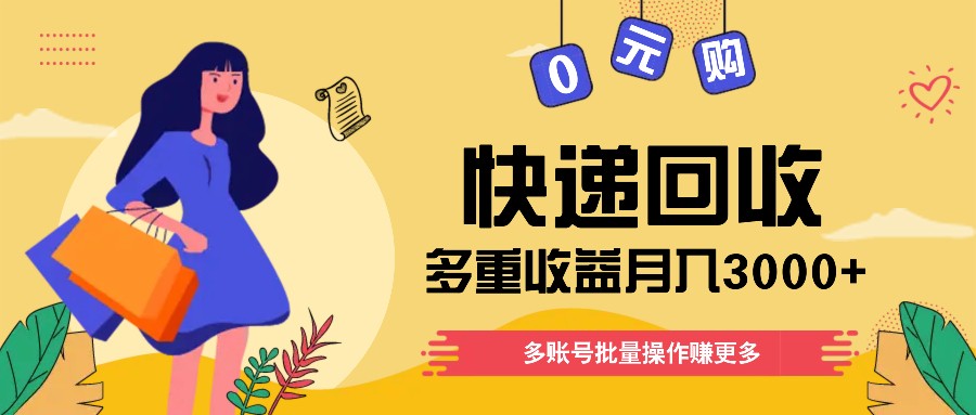 快递回收多重收益玩法，多账号批量操作，新手小白也能搬砖月入3000+！-夜影资源