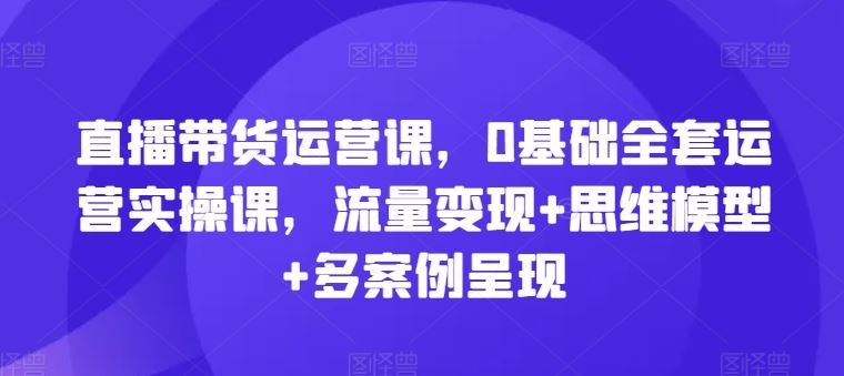 直播带货运营课，0基础全套运营实操课，流量变现+思维模型+多案例呈现-夜影资源
