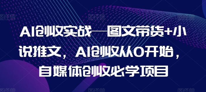 AI创收实战—图文带货+小说推文，AI创收从0开始，自媒体创收必学项目-夜影资源