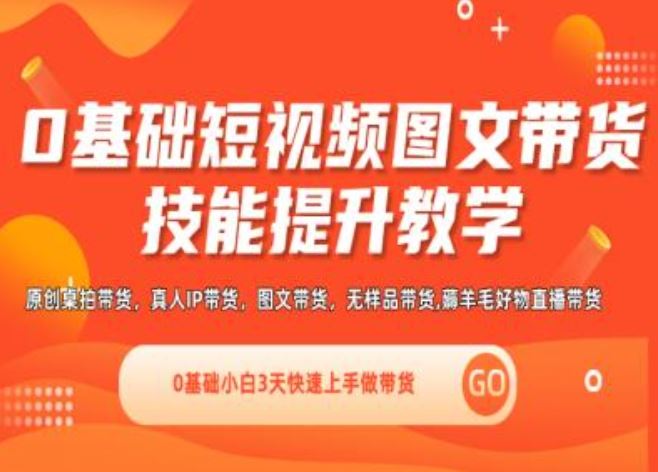 0基础短视频图文带货实操技能提升教学(直播课+视频课),0基础小白3天快速上手做带货-夜影资源
