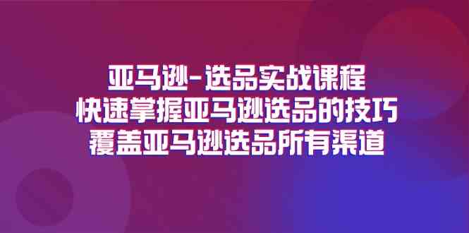亚马逊选品实战课程，快速掌握亚马逊选品的技巧，覆盖亚马逊选品所有渠道-夜影资源