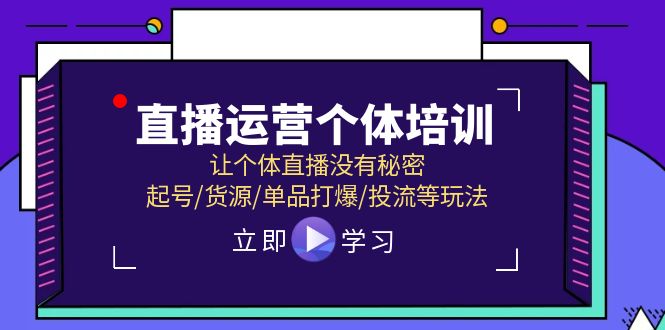 （11636期）直播运营个体培训，让个体直播没有秘密，起号/货源/单品打爆/投流等玩法-夜影资源