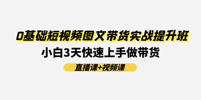 0基础短视频图文带货实战提升班，小白3天快速上手做带货(直播课+视频课)-夜影资源