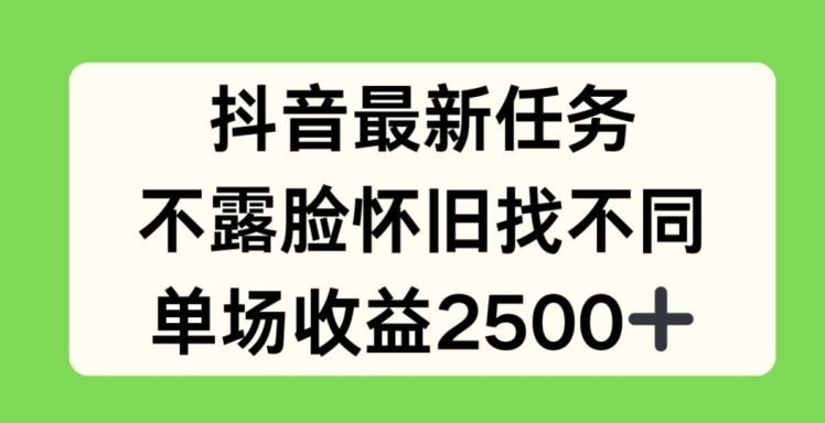 抖音最新任务，不露脸怀旧找不同，单场收益2.5k【揭秘】-夜影资源