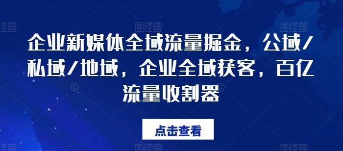 企业新媒体全域流量掘金，公域/私域/地域，企业全域获客，百亿流量收割器-夜影资源