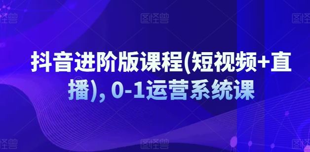 抖音进阶版课程(短视频+直播), 0-1运营系统课-夜影资源