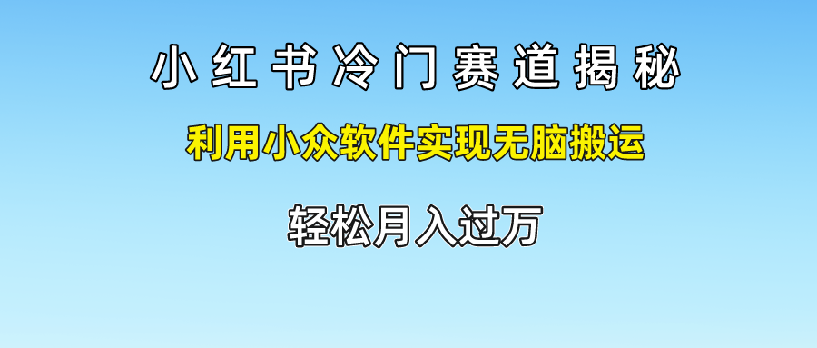 小红书冷门赛道揭秘,利用小众软件实现无脑搬运，轻松月入过万-夜影资源