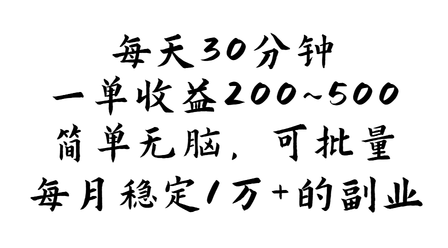 （11764期）每天30分钟，一单收益200~500，简单无脑，可批量放大，每月稳定1万+的…-夜影资源