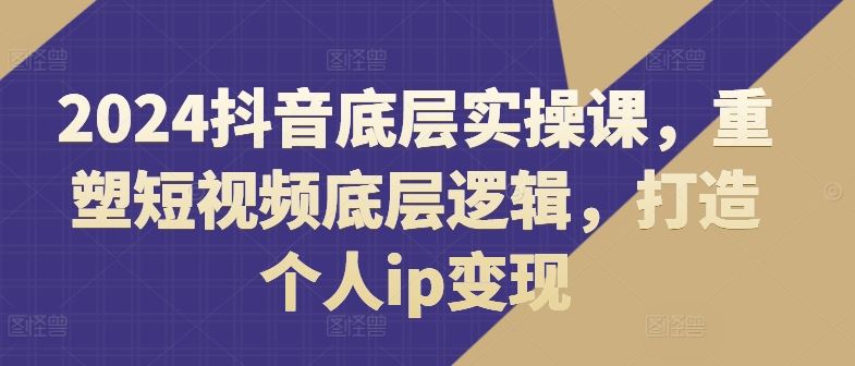 2024抖音底层实操课，​重塑短视频底层逻辑，打造个人ip变现-夜影资源