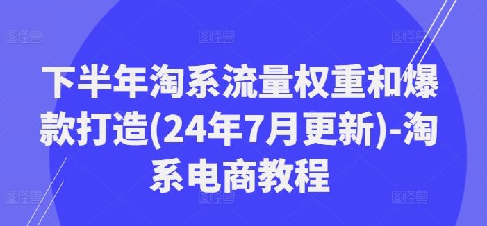 下半年淘系流量权重和爆款打造(24年7月更新)-淘系电商教程-夜影资源