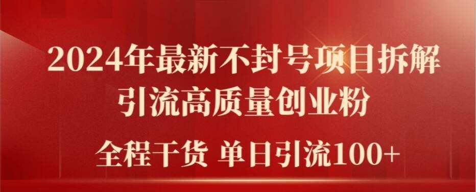 2024年最新不封号项目拆解引流高质量创业粉，全程干货单日轻松引流100+【揭秘】-夜影资源