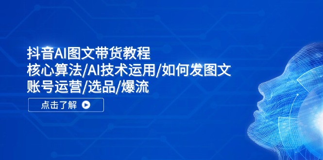 （11958期）抖音AI图文带货教程：核心算法/AI技术运用/如何发图文/账号运营/选品/爆流-夜影资源